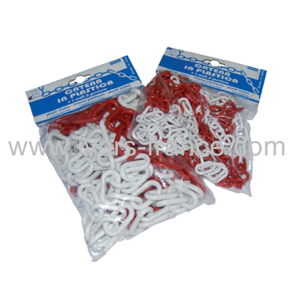CRDG Chaines plastique pour délimitation, spécial emballage en sac de 5 mt. inclus 2 anneaux de jonction modéle “ANG“ (ARTICLES DE SIGNALISATION)